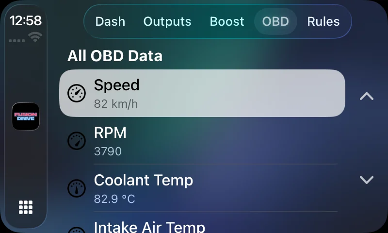 FusionDrive CarPlay OBD screen