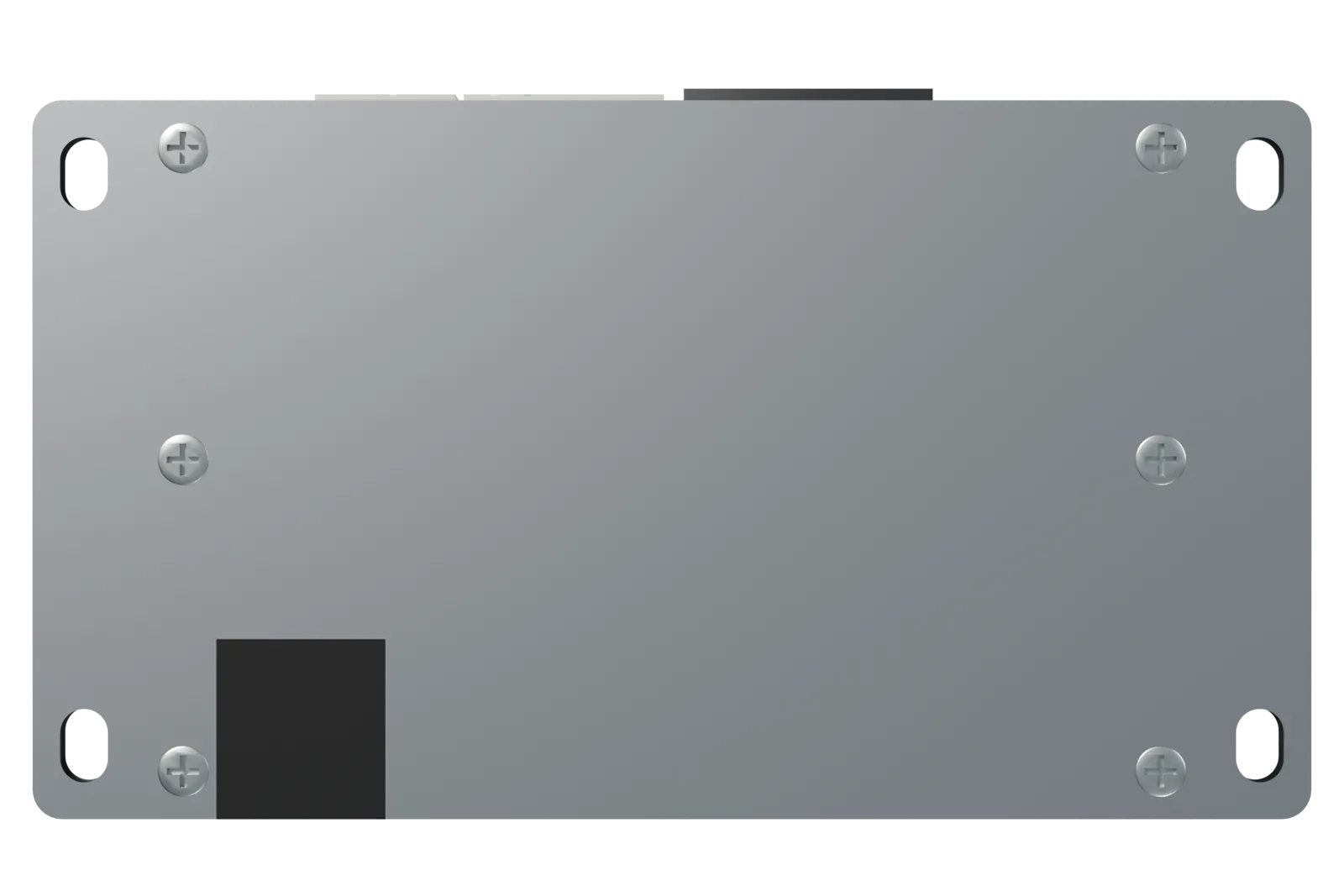 Underside of the FusionDrive controller showing the steel base plate and four mounting slots