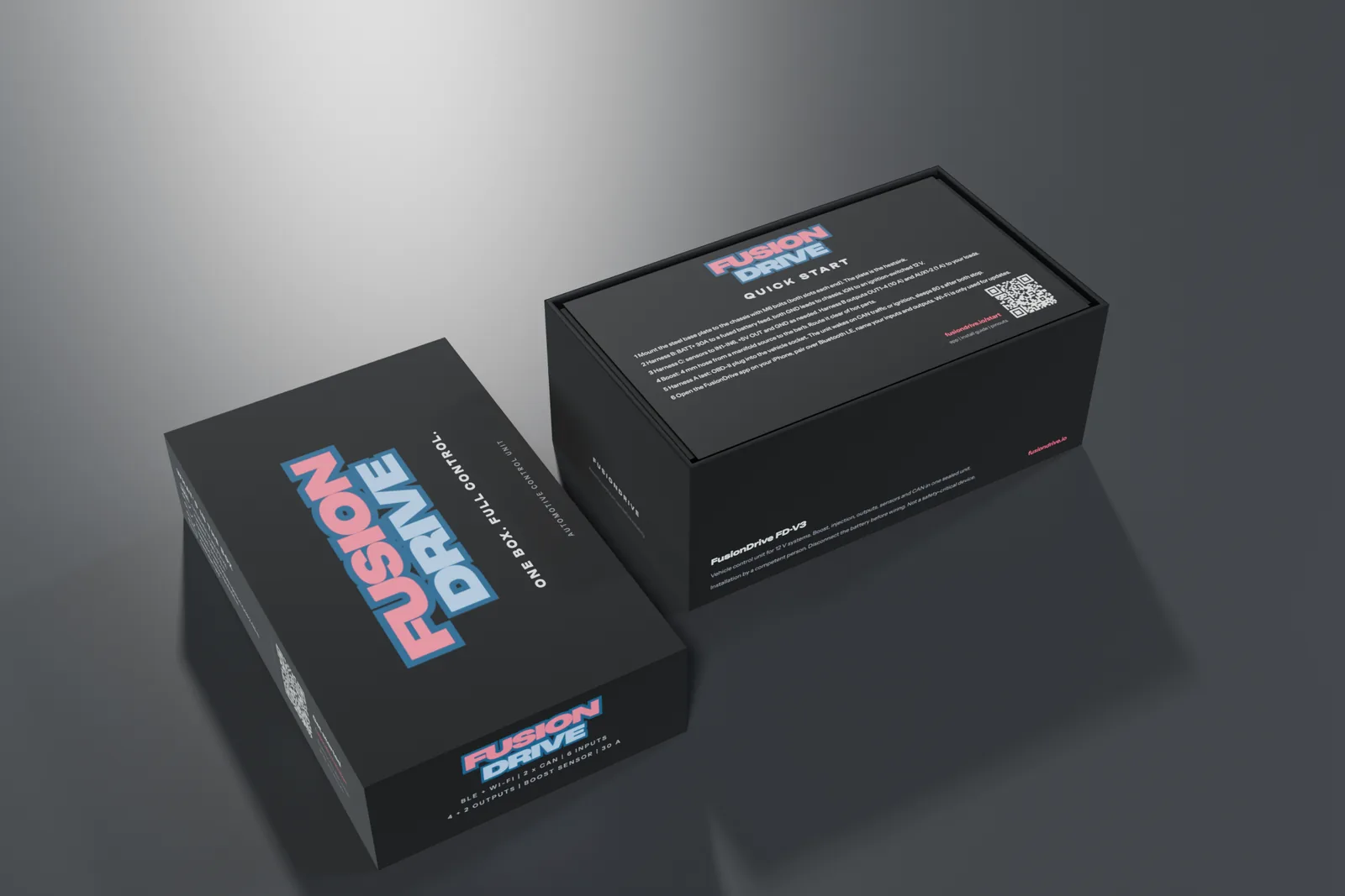 Lid off: the controller in its printed sleeve with the quick start card